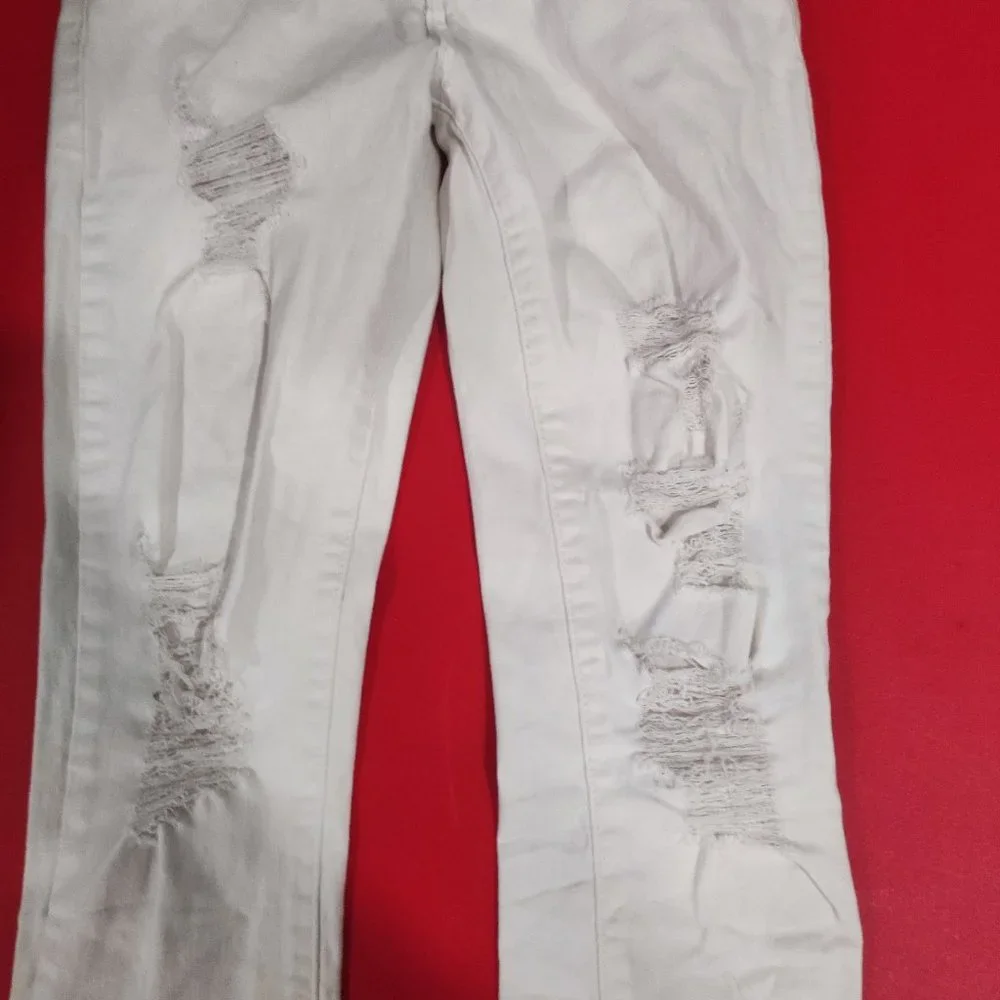 Ibiza white ultra high rise push up, ripped, stretchy women's size 5 - Picture 3 of 9